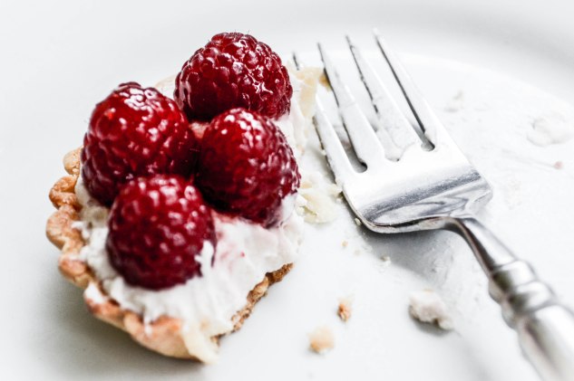 ironstone kitchen - raspberry tart with fork